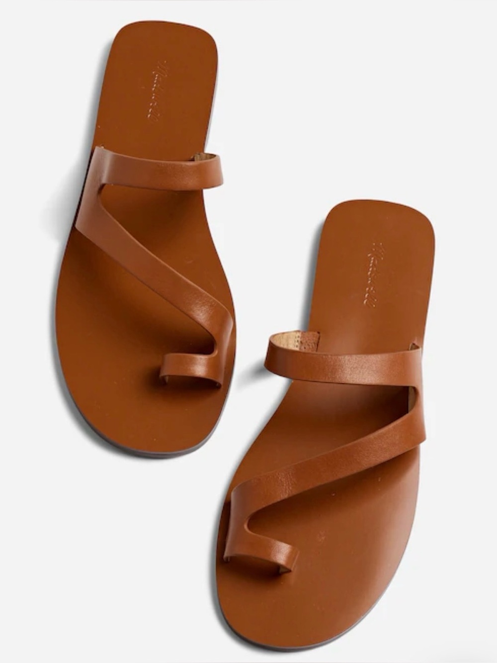 Madewell Gabi Asymmetrical Tan Leather Sandals
